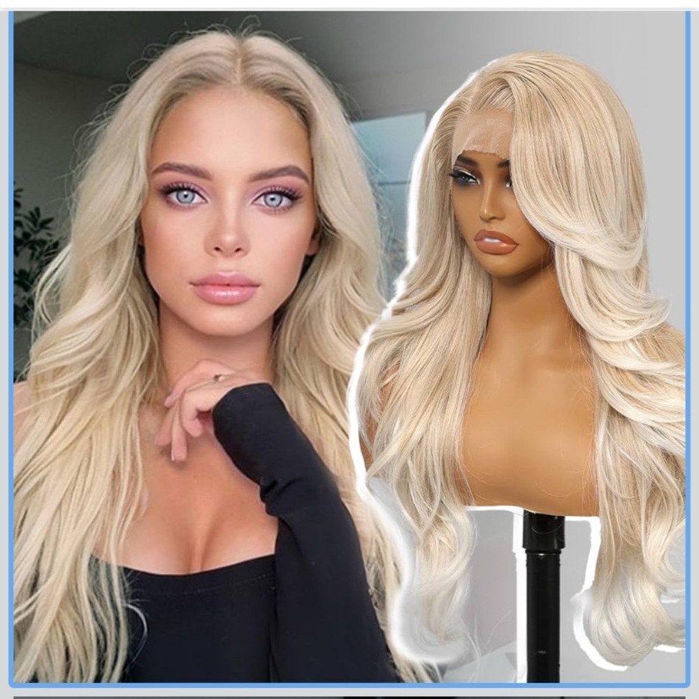 Blonde Synthetic Lace Front Wig,13x4 HD Lace Layered Wave Glueless Wigs 26IN